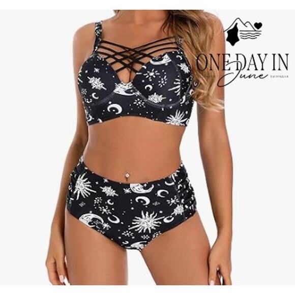 Aleumdr Cage Front Molded Cup High Waist Bikini Size XL - Picture 1 of 6